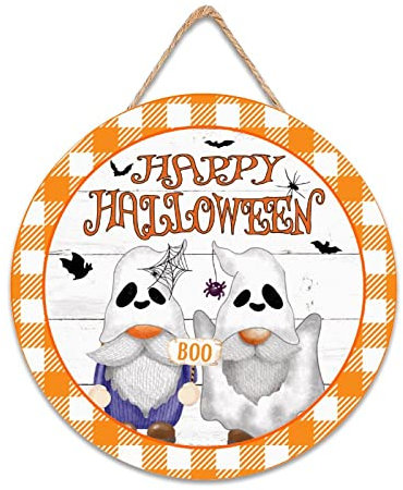 CustonCares Herbst-Zwerg Kürbisse Willkommensschild für Haustür, Boo, Halloween, Veranda, Herbstdekoration, Bauernhaus, Eingang, Tür, Hochzeitsgeschenke, 30,5 x 30,5 cm, rund