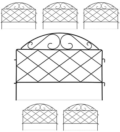Relaxdays Recinzione per Aiuole, Set 6 Pannelli per Cortile e Giardino, Bordure Vintage, Ferro, HxL: 40x54,5 cm, Nero