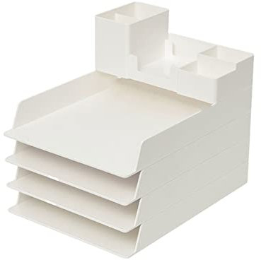IXART Schreibtisch Organizer Dateispeicherbox kann überlagertes Datenspeicher-Datei Rack Desktop Organizer A4 Multi-Layer-Dateikasten mit Stifthalter Ordnerregale/Stehsammler