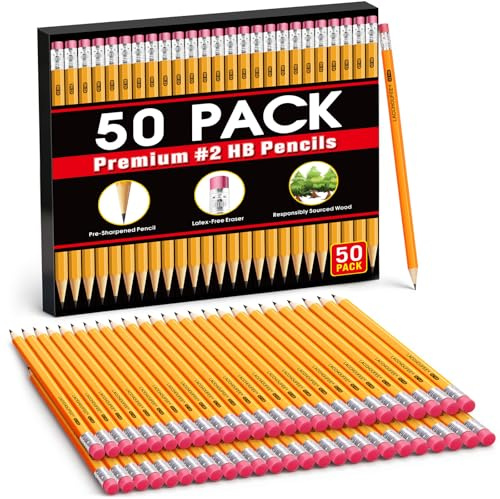 LACCHOUFEE Wood-Cased #2 HB Pencils Bulk, Pre-sharpened with Eraser top, Yellow Pencils for Writhing Drawing, Office, School, Teacher and Classroom Supplies