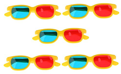 Tiuimk Set di 5 occhiali 3D gialli rossi e blu per bambini – Migliora l'esperienza di visione 3D del tuo bambino