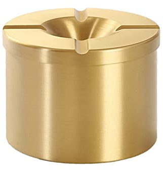 BybAgs Deko aschenbecher Aschenbecher aus Messing mit Deckel Indoor Outdoor Aschenbecher Tischplatte Einfacher Aschenbecher Dekor for Home Office Patio Balkon Zigarrenaschenbecher