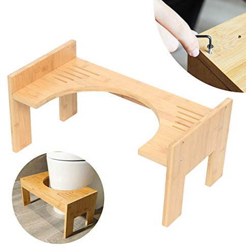 banborba Bambus Toilettenhocker WC Hocker mit Einstellbarer Höhe - Toilettenhocker Erwachsene - Toilettenhocker Holz - Klohocker Toiletten Hocker für Vorbeugung Hämorrhoiden Verstopfung