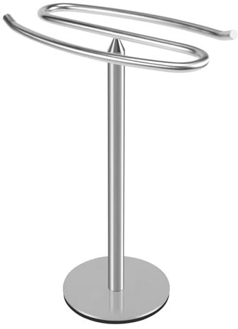 Yoiimiya Silver Stainless Steel Standing Towel Rack - Stainless Steel Bathroom Wash Basin Rack - Kitchen Towel Hook - Household Countertop Towel Bar - Size: Approximately 330 * 120mm