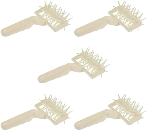 HOMSFOU 5pcs Needle Punch Pizza Pie Roller Pizza Rolling Pin Cookie Roller Dough Sheeter Pastry Roller Marble Rolling Pin Pastry Docker Metal Dough Docker White Pp Biscuit Roller