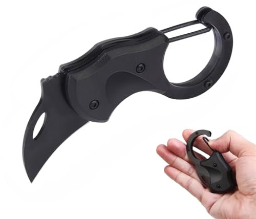 FiveMileBro Accessorio Portachiavi Multifunzione con Moschettone, Attrezzo EDC Nero per Uso Quotidiano - Idea Regalo per Uomo