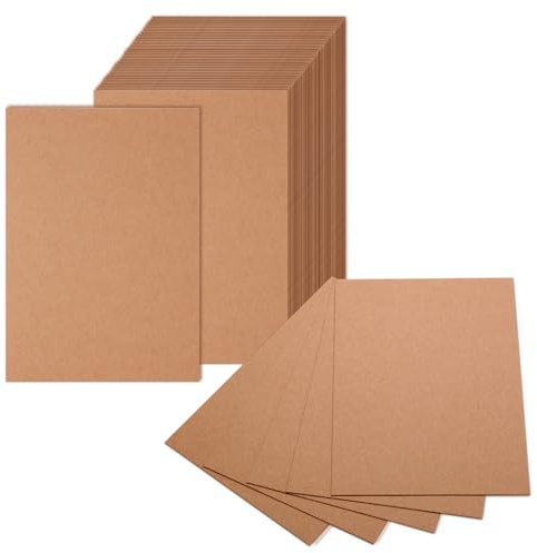 80 Stück A6 Kraftpapier Karten, Blanko Postkarten Braun 10.x14.8CM 300g/m² Kraftpapier-Karten Set Druckbar Postkarten Blanko Karten für Selbstgestalten beschriften oder bedrucken