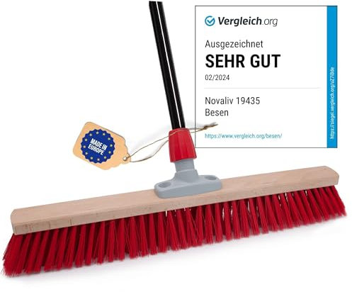 Novaliv Straßenbesen mit Stiel draußen 80 cm Elaston Borsten Ideal als Besen draußen Gartenbesen mit Stiel Harte Borsten Terassenbesen Hofbesen Stallbesen Kehrbesen Industriebesen Outdoor Broom