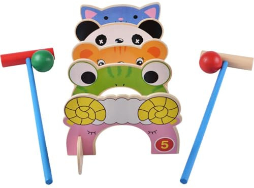 Générique Set Croquet per, Giochi di Prato Divertenti per Ragazzi e Ragazze - Set Croquet per | Giochi All'aperto Colori Affascinante Set Croquet Animale per Compleanno
