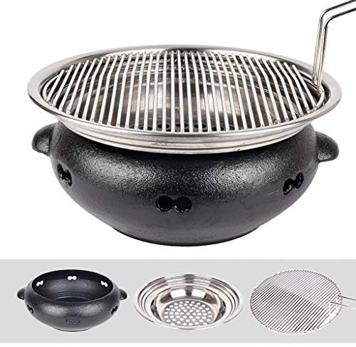 ZDHFFFUK BBQ Barbeque Barbecue Grill,BBQ,Korean Household Smokeless Charcoal Barbecue Grill,Cast Iron Furnace Body,Indoor Outdoor,6 Styles (Color : C)