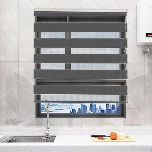 Verdunkelungsrollo Klemmfix 90 x 160 cm Verdunkelung Sonnenschutz Dachfenster Rollo Thermo Inkl. Montagematerial für Fenster Und Tür, Dunkelgrau