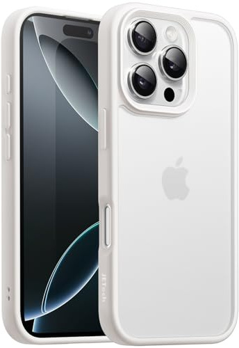 JETech Matte Hülle für iPhone 16 Pro, Titan Weiß