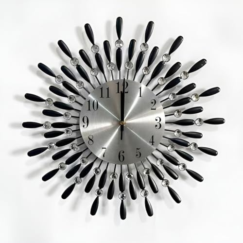 Jauhmui Orologio da parete moderno con numeri grandi, preciso e silenzioso, 38 x 38 cm, orologio da soggiorno in oro (argento)