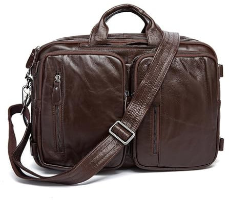 GZE-KODJFKPO Herren Leder Laptoptasche Tragbare Satchel Ledertasche Vintage Satchel Designer Schule Arbeitstaschen Business Handtasche Aktentasche for Männer Leder Messenger Bag(Dark Coffee)