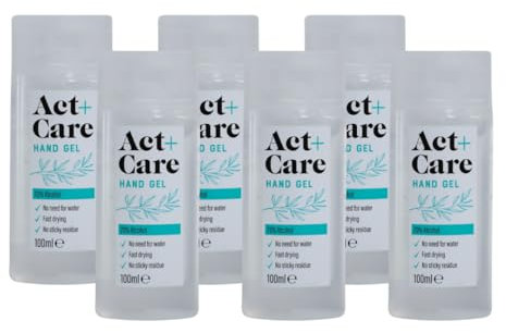 Act + Care Hand Sanitiser Gel Clear Bottle 100ml x 6
