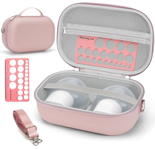 Wearable Breast Pump Bag Carrying Case for Momcozy & Willow, Use with Hands Free Wearable Breast Pumps for eufy Security/Medela/Bluefair, Travel Pumping Bag with Nipple Ruler & Removable Tray(Holds 2)