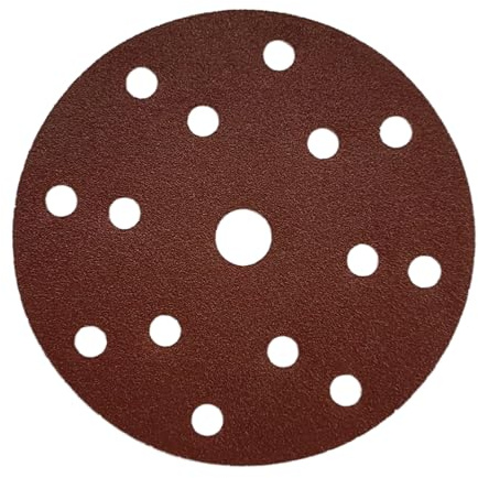 HOTCKB 50 Piezas Disco Lija 150mm Discos Abrasivos 15 Agujeros Papel Abrasivo Autoadhesivos Grano 80