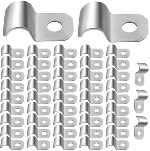 50 Pezzi Morsetti per Tubi 4mm-6mm, U Fermacavo in Acciaio Inox Clip, Muro Foro Singolo Morsetti per Cavi Dimensione, Mini Fermacavo Il Fissaggio di Cavi e Fili