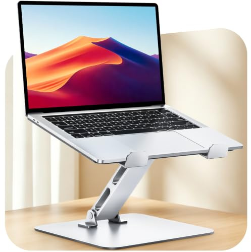 Niweya Adjustable Ergonomic Laptop Stand for Desk, Foldable Computer Stand, Stable Aluminum Lectern Notebook Riser & Portable Laptop Holder Mount Compatible with 10-16 MacBook Pro/Air, Dell, HP