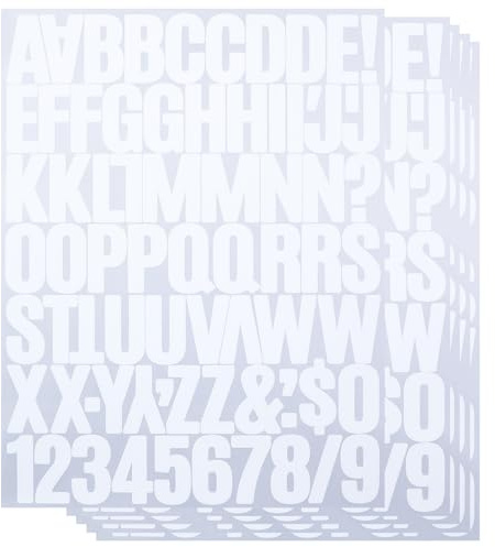 360 Stücke Buchstaben Aufkleber,5 Blätter 1,5 Zoll Selbstklebendes Vinyl Buchstaben Punzierung Kit für Postfach,Scrapbook, DIY und Basteln, Klebebuchstaben Wetterfest - Weiß