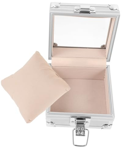 CLISPEED Organisateur De Montres pour Bureau Élégant en Acier Inoxydable Couvercle Transparent, Porte-Montre Unisexe pour Rangement Personnel Et Voyage, Boîte à Montre Carrée 9,5x9,5x5,5 Cm