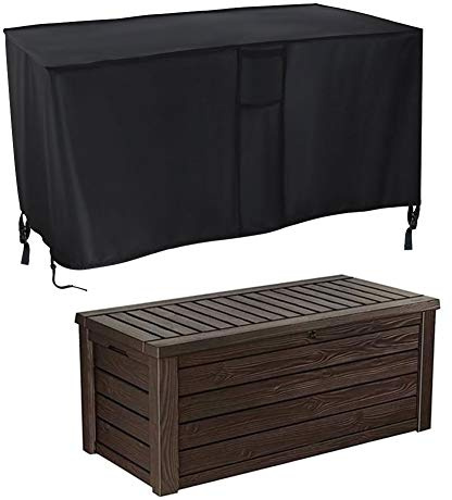 Housse de protection imperméable pour coffre de jardin avec poignées, boucles, cordon de serrage, aérations, 130 x 60 x 63 cm