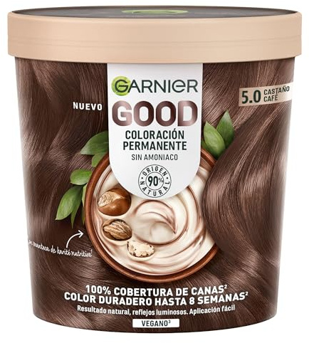 Garnier Pack 3 Good Tinte 5.0 Castaño Café - Coloración Permanente Sin Amoniaco Enriquecida con Aceite de Oliva