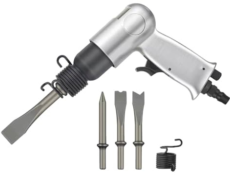 Alipis Burineur Pneumatique avec Marteau Outil pour Travaux Métalliques et Réparations Automobiles Incluant Jeu de Burins pour Décapage de Rouille et Construction
