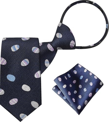 A&J DESIGN Easter Ties for Boys Necktie and Pocket Square Set Woven Polyester Tie for Holiday Novelty Accessories Eggs 13 Inch