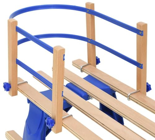 Teenpull Schienale per slitta in robusto compensato blu, 98,5 x 16 cm, con design a doppia doghe e staffe di protezione per slittino per bambini, ideale per avventure invernali e tempo libero sulla