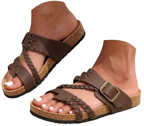 Thong Sandals For Women Comfortable Slip Summer Vacation Slide Sandal With Soft Arch Support Footbed Adjustable Strap Slides Casual Flat Sandals Shoes Women Flat Bottom