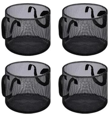 Rikuuui Dammväxt korg nät vattensporter odlingsväska för vattenliljor lotus hydroponisk trädgårdsskötsel hållbar PVC tjock behållare med förstärkta handtag fyrkantiga och runda set alternativ runda 4