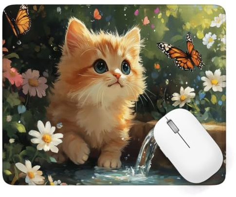 Alfombrilla Ratón 340 x 280 mm, Gato Alfombrilla Ratón Gaming, A-1185 | Pequeña Mouse Pad con Impermeable y Antideslizante, Mousepad Animal Mejora la Precisión y Velocidad, para PC Teclado Gamer