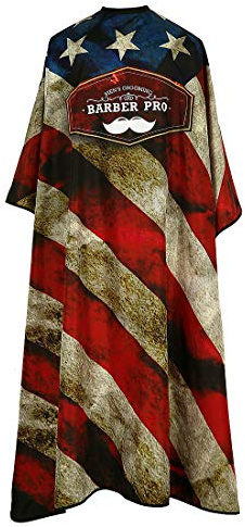 Barber Hair Cutting Cape With Snap Closure, Professional Salon Hairdressing Cape for Hairdresser 64'' x 57'' (Retro American Flag Print)