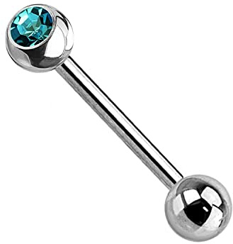 WARRIOR Piercing para lengua con barra estéril en acero quirúrgico Tamaño 14G (1,6 mm) Longitud 14 mm Paquete de una sola pieza PLS-059