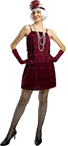 Funidelia | Disfraz de charlestón años 20 Granate para Mujer Talla XS Años 20, Cabaret, Gángster, Décadas - Color: Granate - Divertidos Disfraces y complementos
