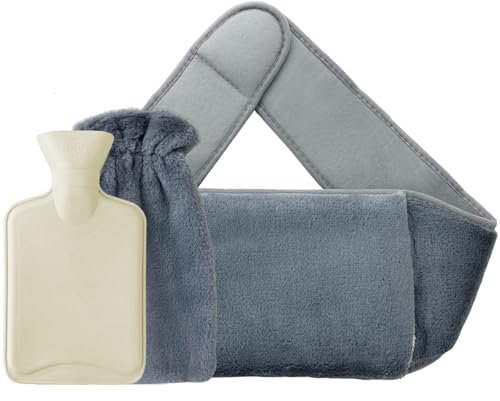 Jsdoin Hot Water Bottle with Soft Plush Wrap Around Wearable Warm Water Bag for Period, Hand Feet, Back, Legs, Waist Pain Relief