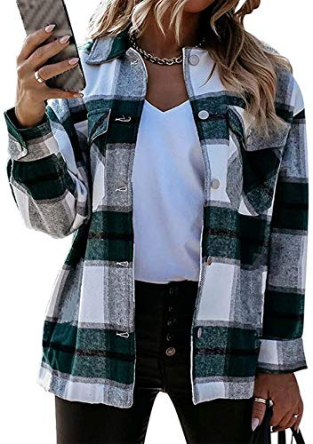 OMZIN Damen Holzfäller Jacke Hemdjacke Urban Hemdbluse Oversize Kariert Herbst Freizeit Karobluse Retro Jacke S-3XL