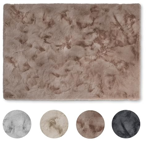 Schöner Wohnen Kollektion Hochwertiger Kunstfell Teppich flauschig - Teppich Wohnzimmer - Hochflorteppich Lammfell Schaffell - Dekofell rechteckig Braun 80 x 150 cm