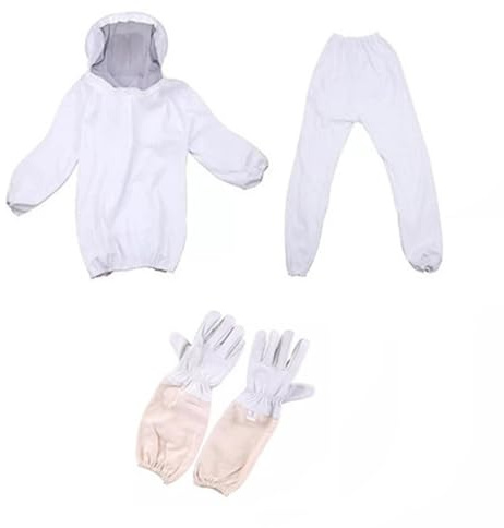 Combinaison d'apiculteur Professionnelle, Costume d'apiculture avec Gants, Vêtements à Capuchon avec Voile, Vêtements Apicole Respirant Veste Pantalon Chapeau Apiculteur Femme Homme pour Tout le Corps