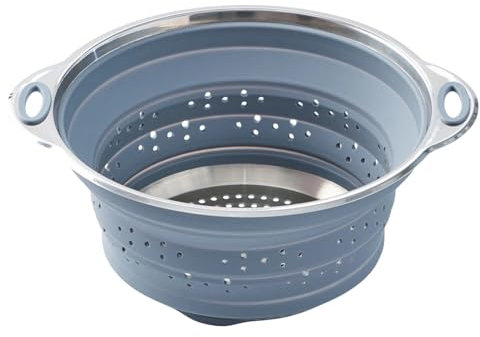 Betty Bossi - Abtropfsieb - Faltbar - Hochwertig und stabil: Boden und Griffe aus Edelstahl - Flach zusammenfaltbar spart viel Platz im Schrank - Silikon Edelstahl - Spülmaschinengeeignet