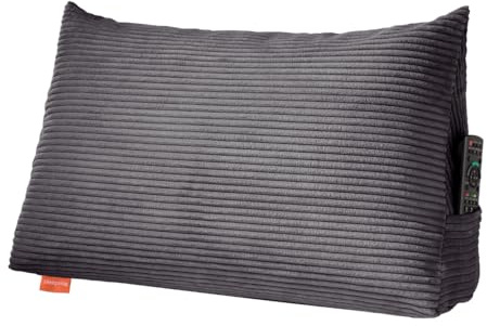 sleepling Rückenkissen Cord Optik, Keilkissen für Bett und Sofa, Lendenkissen, Lesekissen, Strandkissen, Kissen zum Lesen groß mit Seitenfach, Waschbarer Bezug, 70 cm breit, dunkelgrau