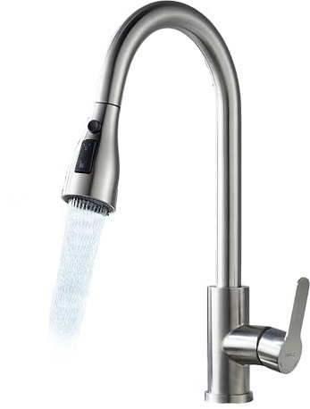 BLEZ Grifo Cocina Extraible, Grifo Cocina Fregadero con 4 Modos Giratorio a 360° Torneira Cozinha Monomando, Cromo Pulido