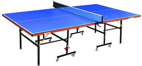 DEVESSPORT Mesa de Ping Pong Profesional de Interior | Mesa de Tenis de Mesa Plegable con Ruedas y Bloqueo de Seguridad | 274x152x76 cm | Red Incluida