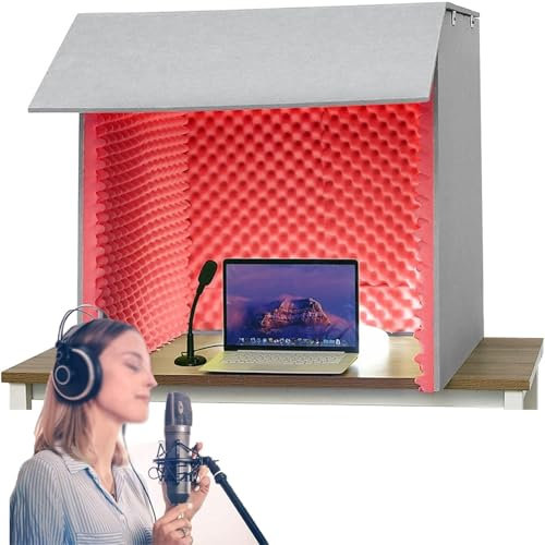Vocal Absorbing Shield, Desktop Soundproof Cover, Microphone Isolation Booth Box, Sound Booth Recording Equipment, for Home Studio, Music Recording