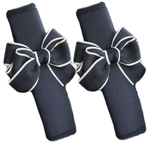 Lot de 2 housses de ceinture sécurité avec nœud, coussin protection respirant en lin avec ruban fixation pour femmes et filles
