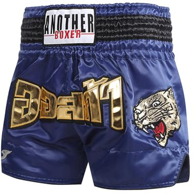 LiiYii Pojkar korta byxor boxning Muay Thai MMA kickboxning trunkar stridsbyxor korta byxor boxning kampsport shorts för grappling, Marinblå, 8-12 ans