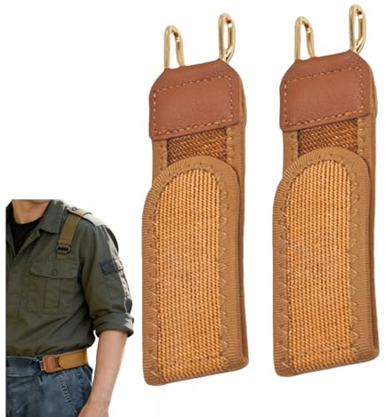 Arroopu 2-delar Spännlöst bälte med metallkrok, justerbart osynligt elastiskt bälte unisex för jeans, affärspendling och utomhusarbete, Brun, Refer to description