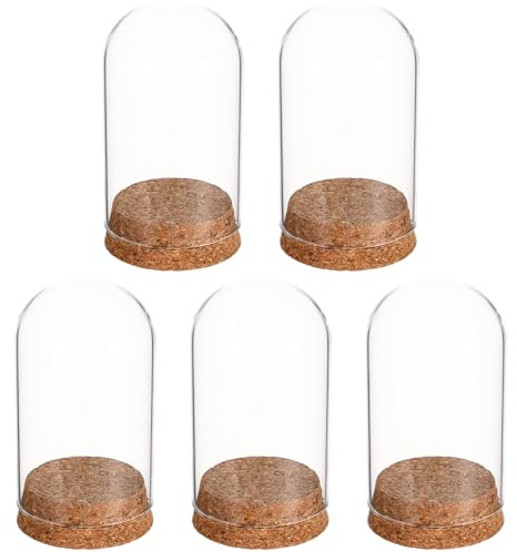 MAGICLULU 5 Pezzi Barattoli Di Vetro A Cupola Con Coperchio Trasparenti Per Dispensa, Rettangolari, Ermetici, Rotondi, Finti Contenitori Da Salone, Con Punta Bianca, Riempiti, Semplici Da