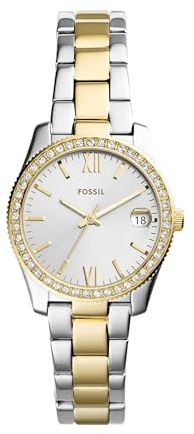 Fossil Women's Watch, Scarlette Quartz Stainless Steel Three-Hand Watch for Women, Color: Gold/Silver (Model: ES4319)